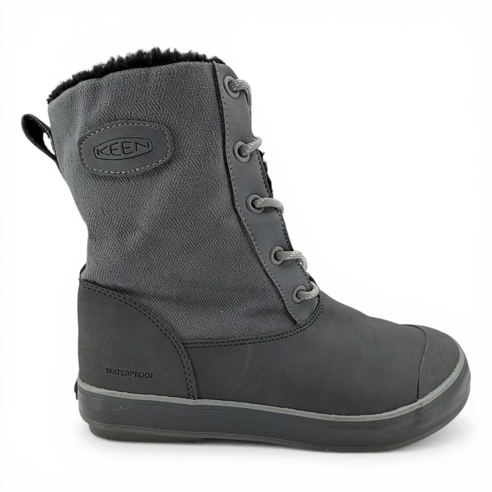 Keen Elsa Waterproof  Fleece Lined Boots Womens Sz‎ 9 Grey Mid Lace Up Rain Snow